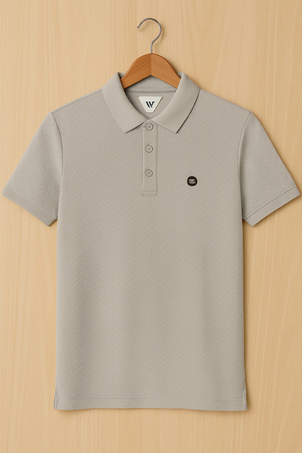 Men Collar t shirt with herringbone pattern| Regular Fit