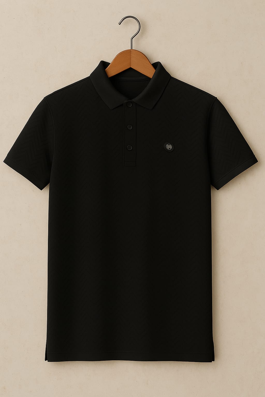 Men Collar t shirt with herringbone pattern| Regular Fit